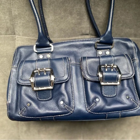 VGC Vintage Tignanello Navy Blue Handbag - Picture 3 of 12